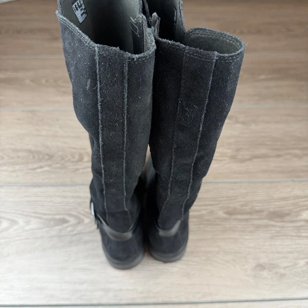 Clarks Womens Maye Aster Suede Tall Buckle Boots Black 7.5 M